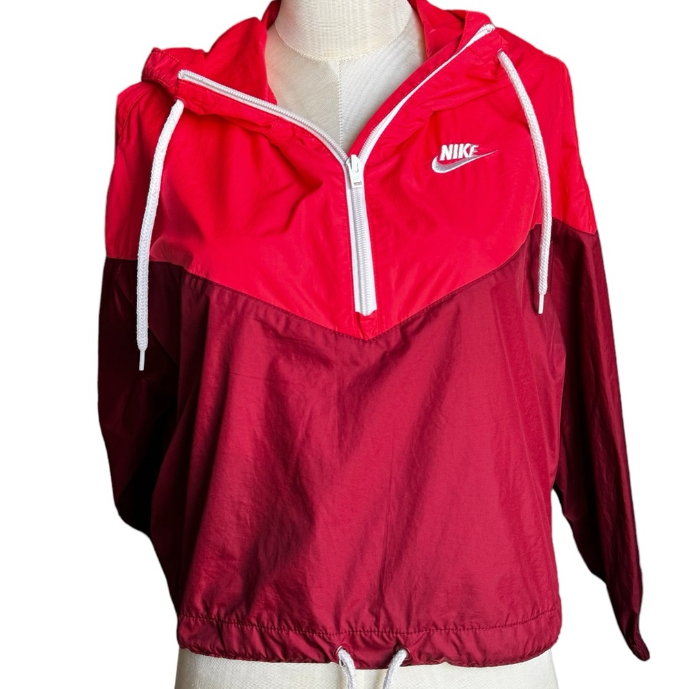 Red Nike Crop Windbreaker Running Training Jacket
